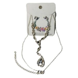 Crystal Jewel Drop Y Necklace & Earring Set